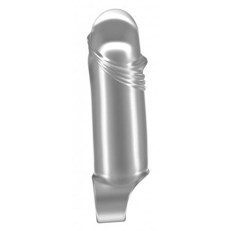 Прозрачная увеличивающая насадка с кольцом N35 Stretchy Thick Penis - 15,2 см.